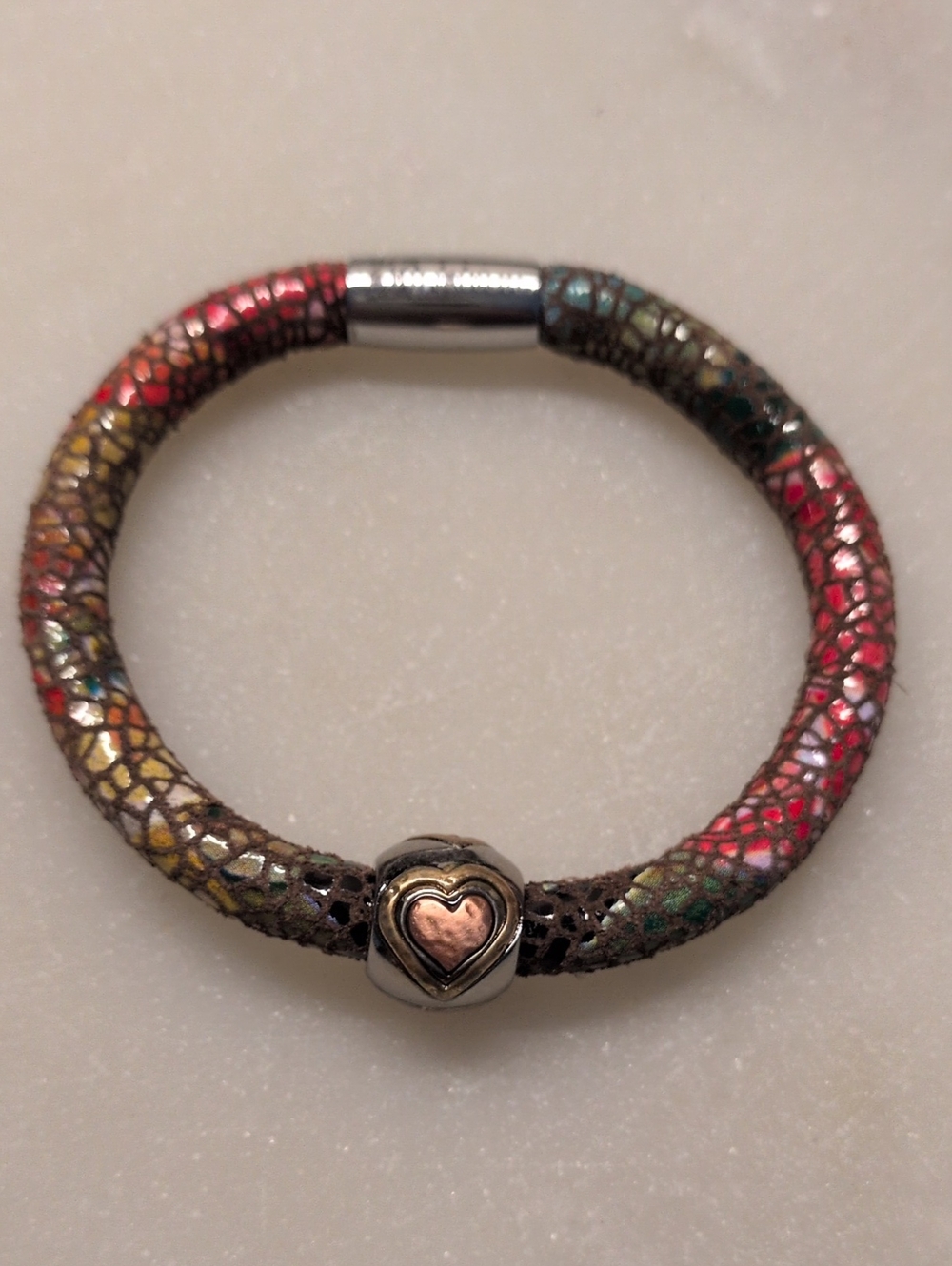 Brighton Woodstock Charm Bracelet Fall Colors W/Brighton Art & Soul Heart Charm